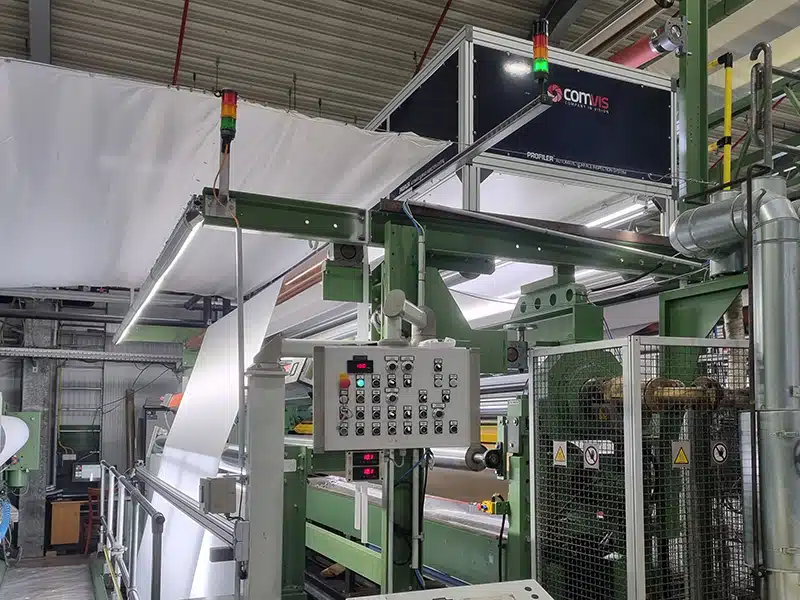 COMVIS Profiler inspection system for automated inspection of 520 cm wide acoustic fabrics.